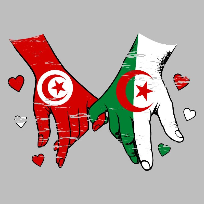 Tunisie-Algérie Drapeau main dans la main