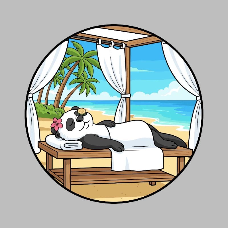 Beach Spa Panda Bear Relaxing Art