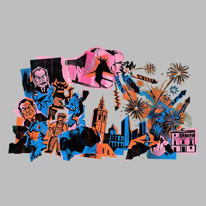 Fallas De Valencia Fireworks Risograph