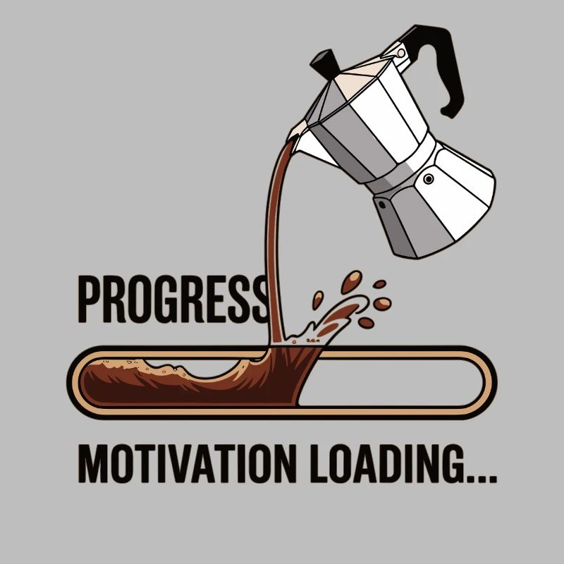 Motivation Loading Shirt mit Kaffee mit Ladebalken