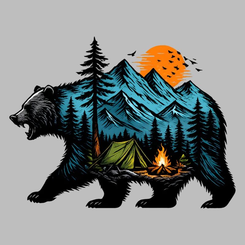 Night camping: mountain and fire