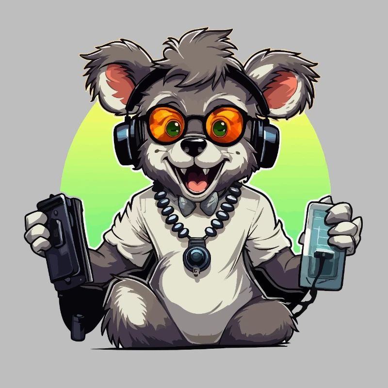 Gamer Koala mit Headset