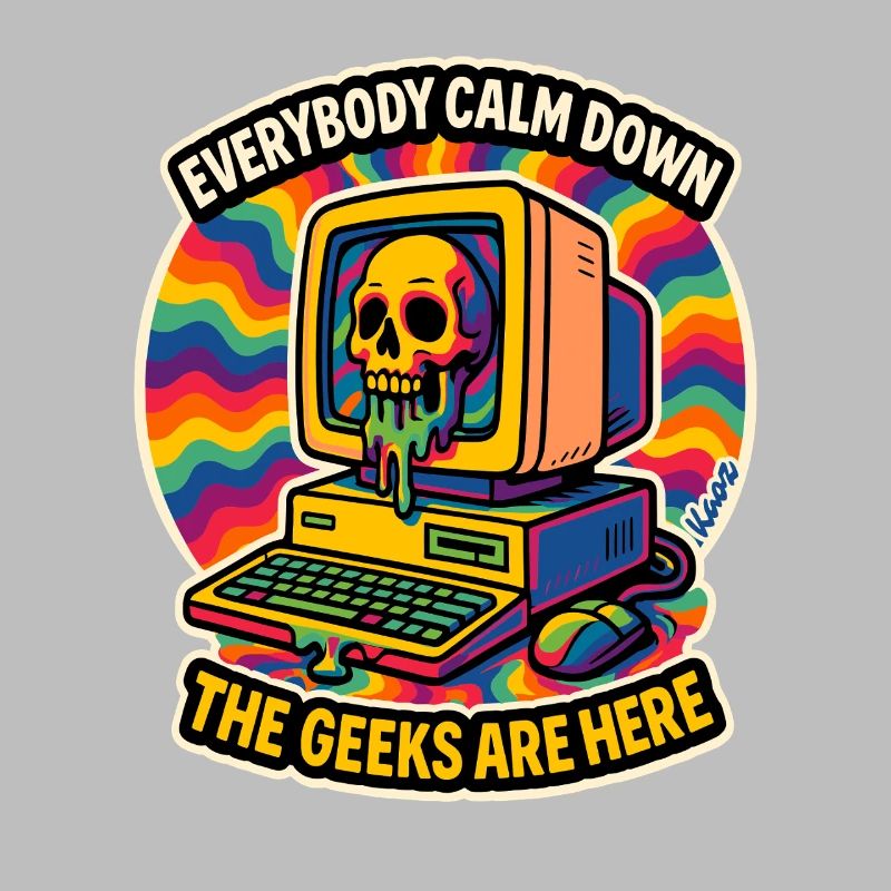 Geeks Are Here Retro Skull Computer