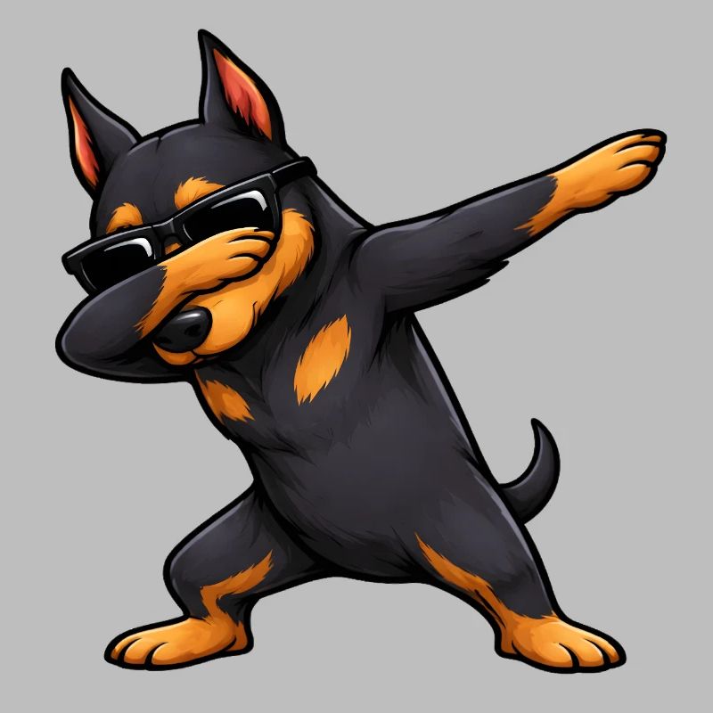 Dabbing Dobermann