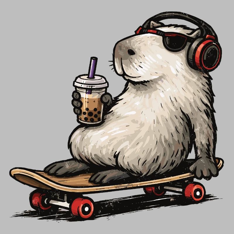 Capybara Skateboard Bubble Tea
