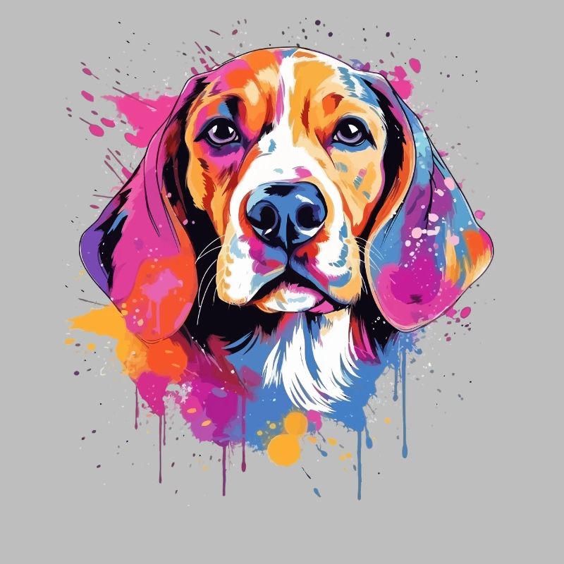 Farbenfrohe Splash-Art-Beagle-Hund