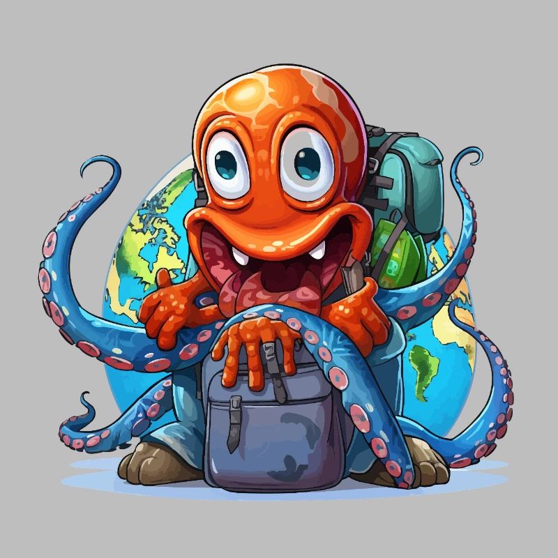 Travel Octopus with Globe