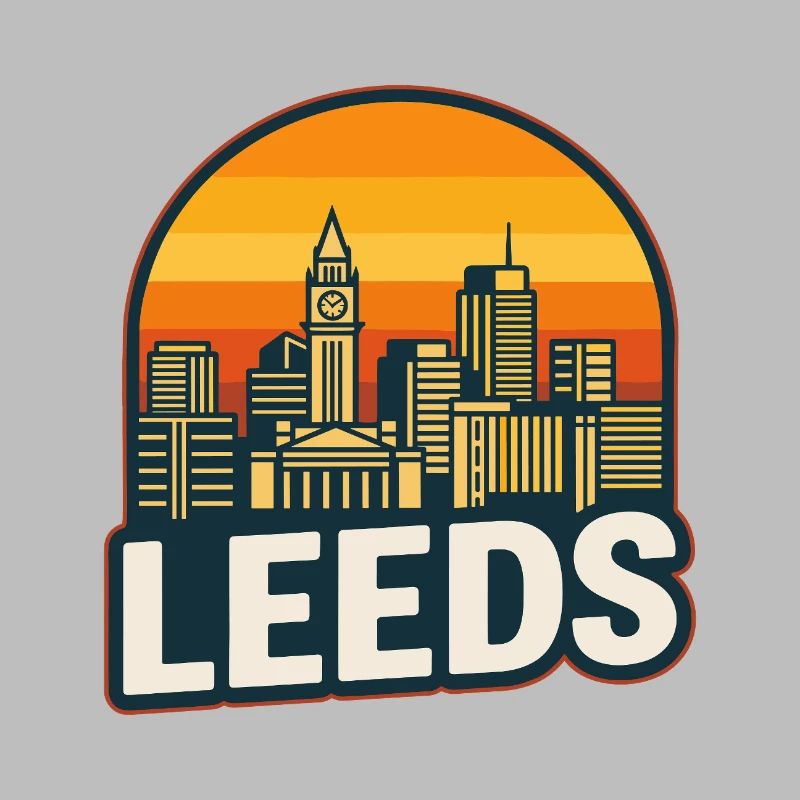 Design rétro rétro de coucher de soleil de Leeds Skyline
