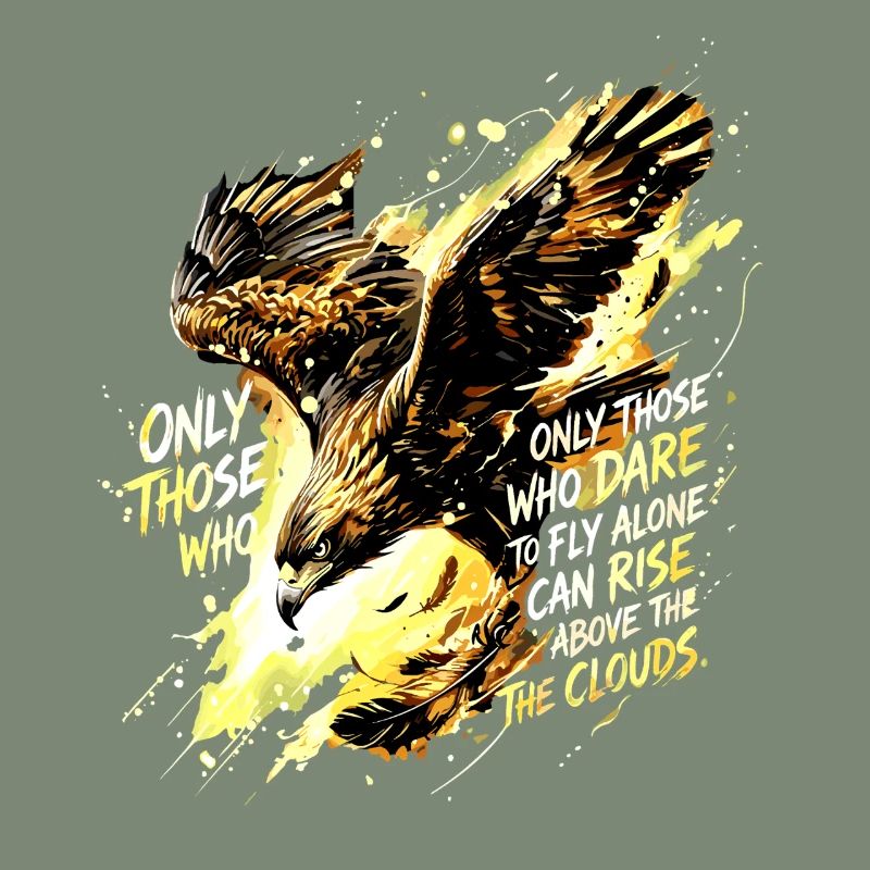 Fly Alone Eagle Quote Art