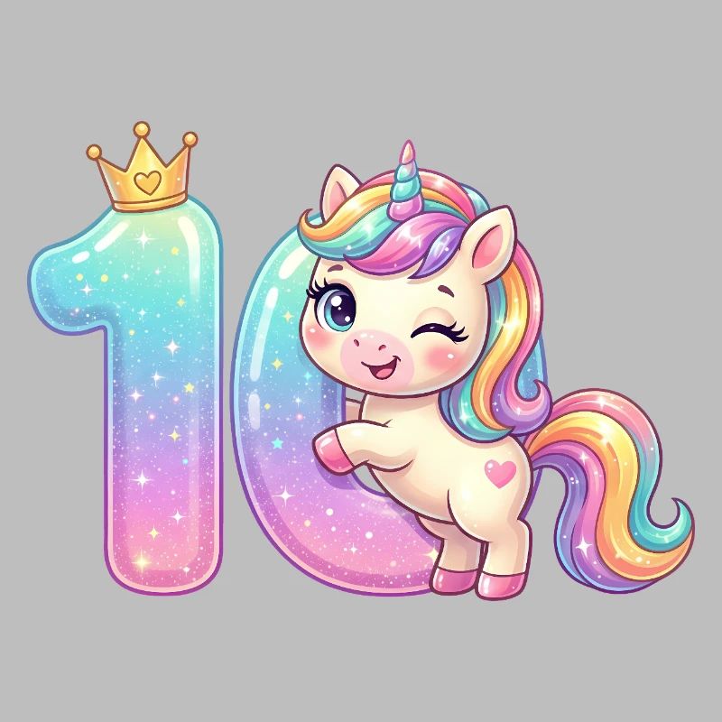 Ich bin 10 Kawaii Einhorn Mädchen Geburtstag