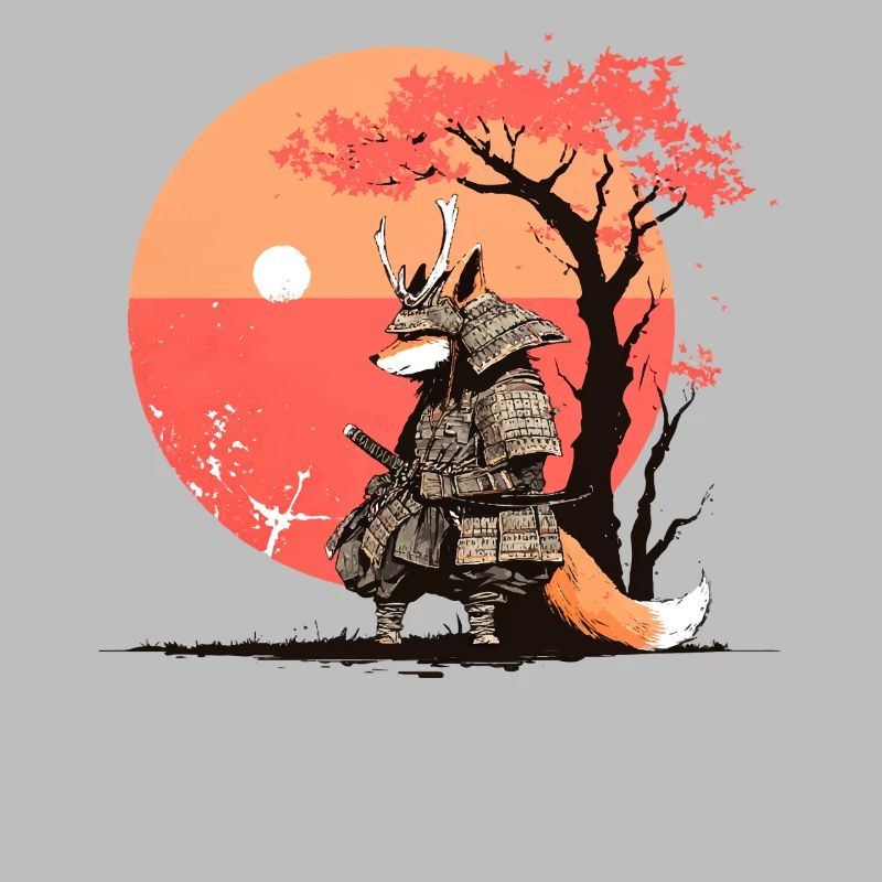Le renard samouraï au coucher du soleil