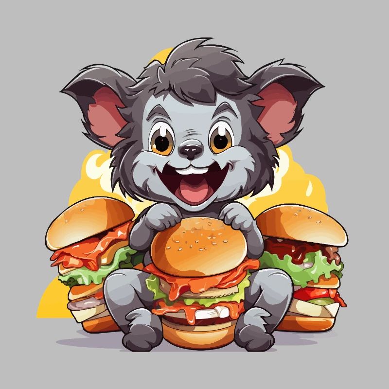 Kauender Koala mit Burgern