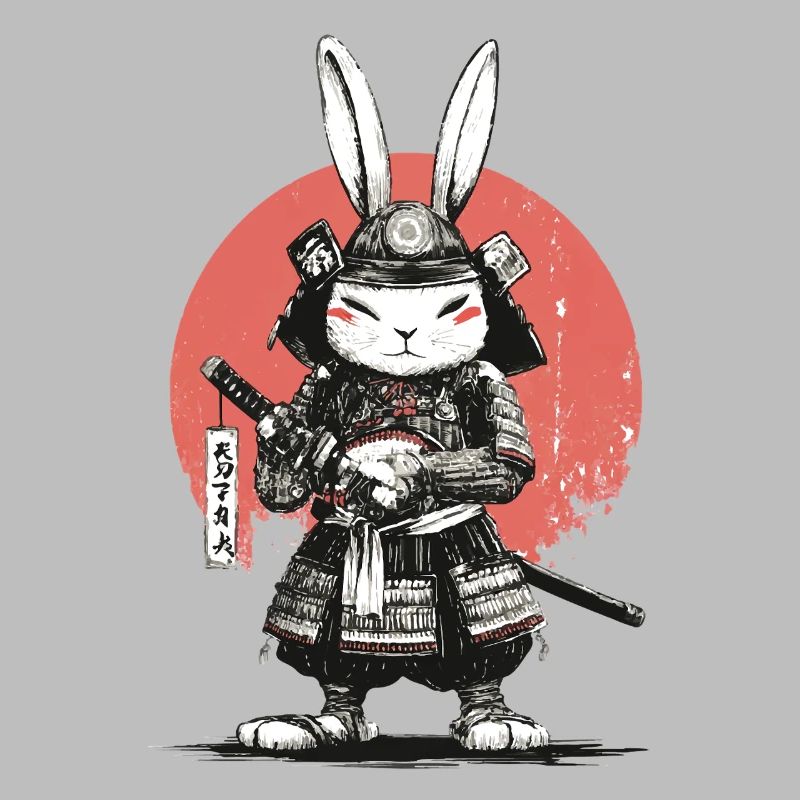 Samurai Rabbit in Armor with Katana