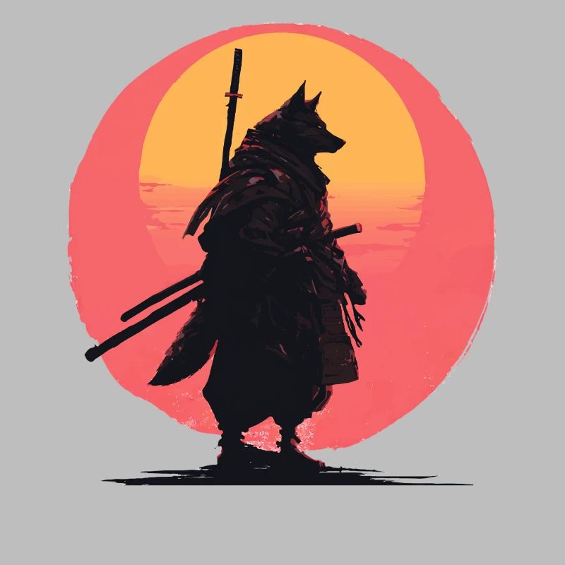 Wolf Sunset Samurai Rider