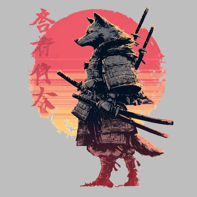 Samouraï Loup au Coucher du Soleil