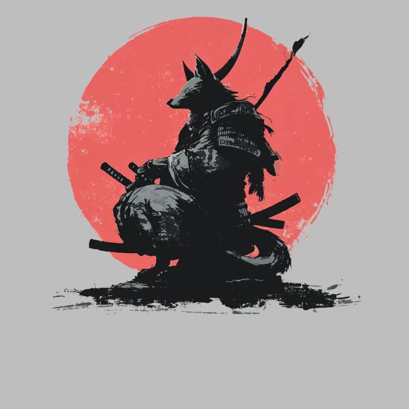 Wolf-Samurai auf Red Sun