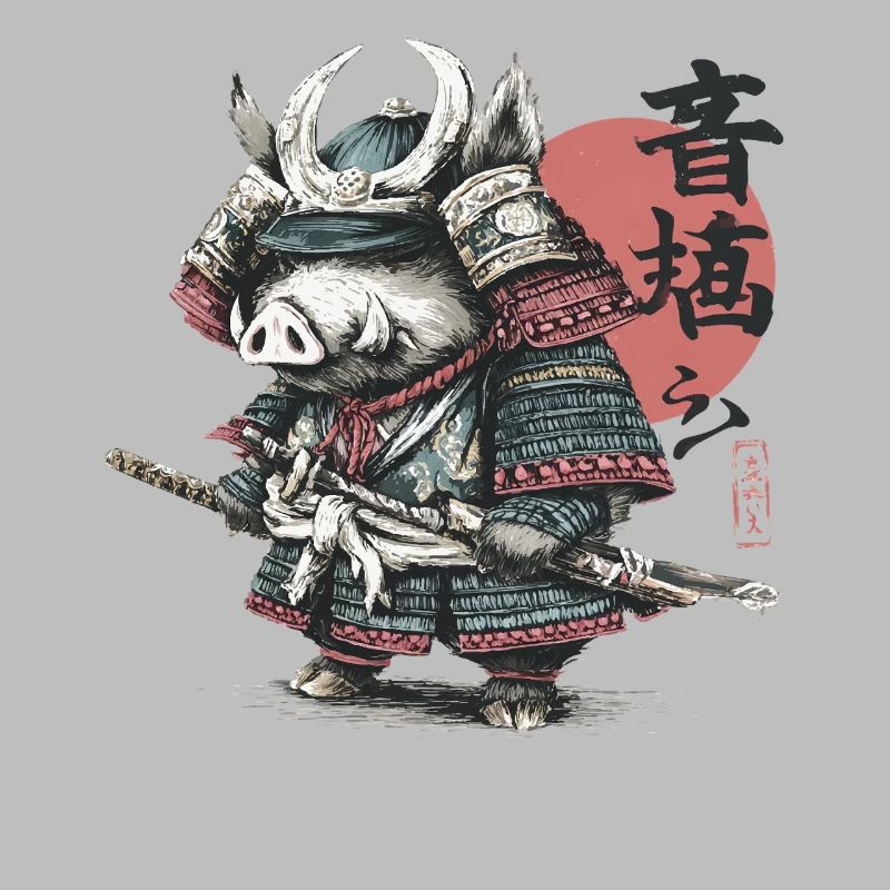 Samouraï sanglier en katana d’armure