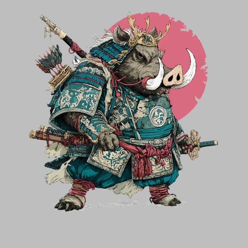 Boar Samurai in Teal Armor