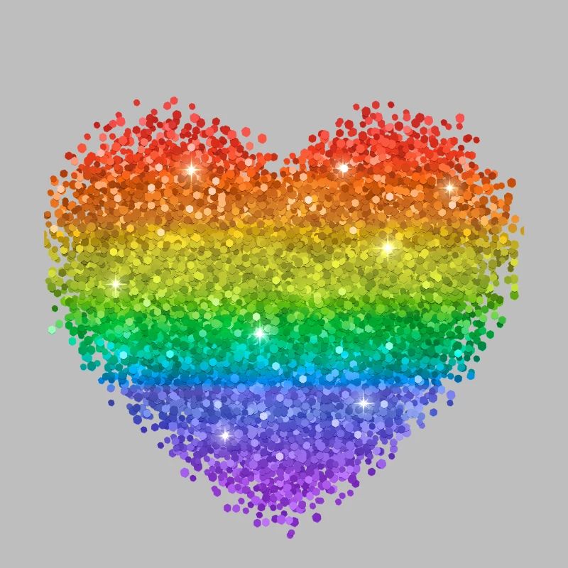 Points Paillettes en forme de cœur arc-en-ciel
