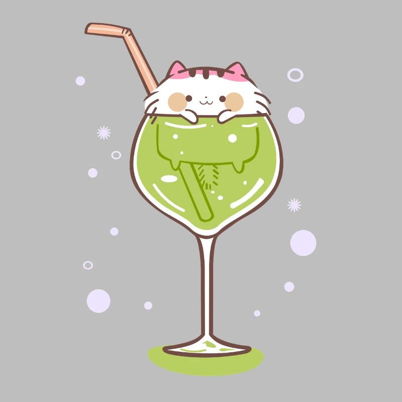 Gin cat ginglass kitty drink celebrate party