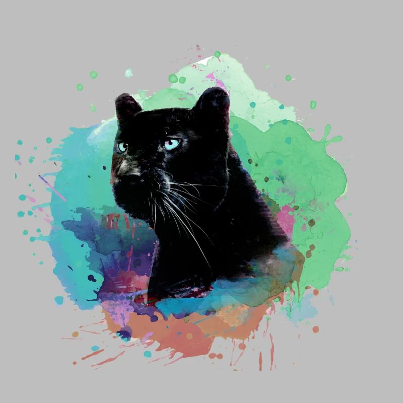panthère, guépard, léopard, noir, coloré, graffiti