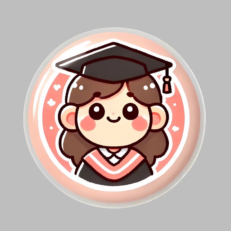 Conception de badge de dessin animé de graduation