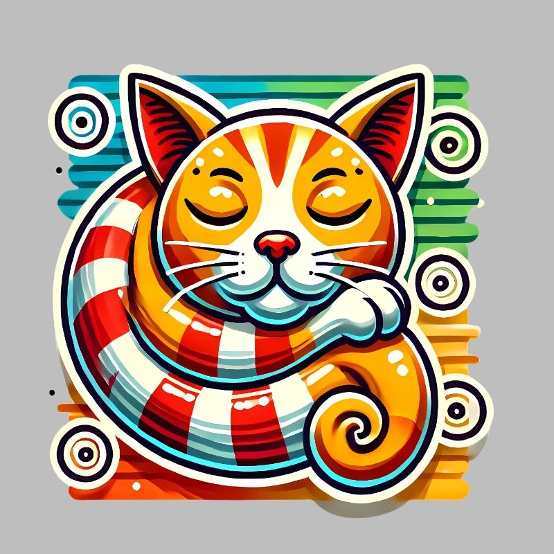 Conception d'autocollant PopArt de chat endormi