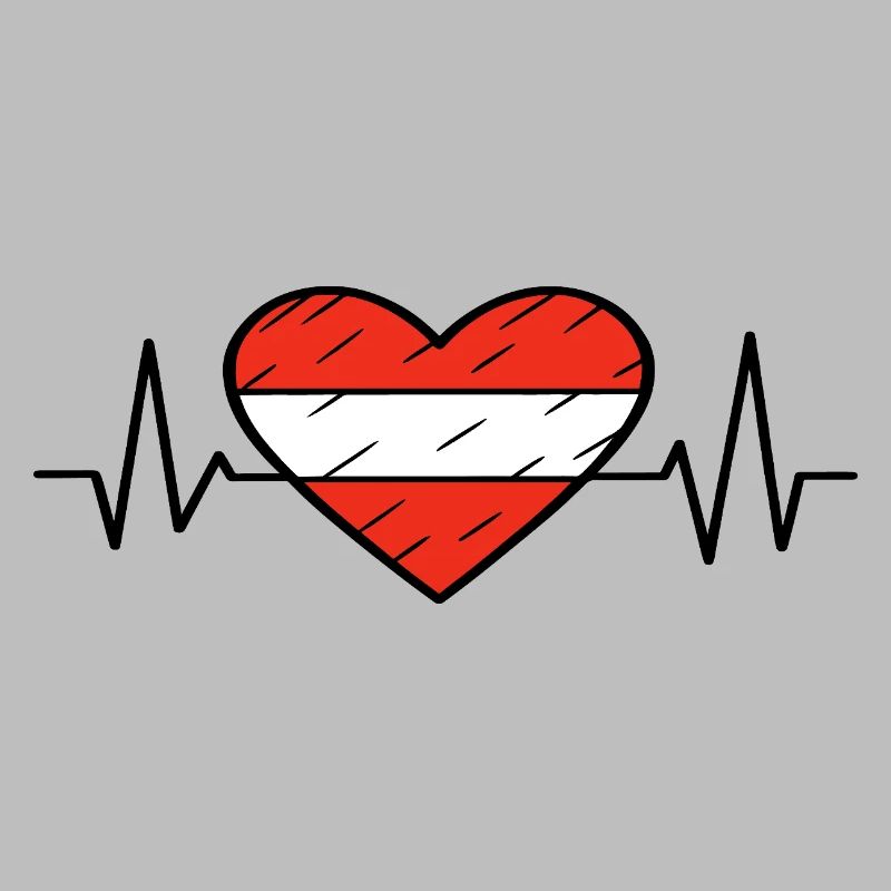 Drapeau de l’Autriche Heartbeat Line Austrian Pride Design