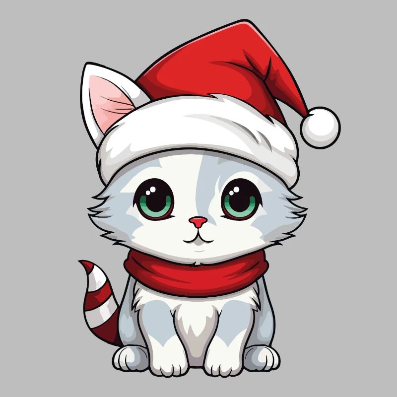 Chat Noël Chat De Noël Mignon Joyeux Catmas