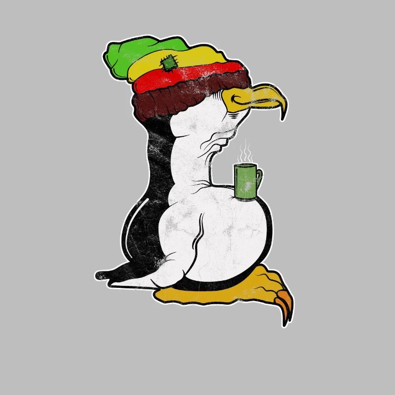 Tux Linux Penguin Coffee Break Computer Nerd Retro