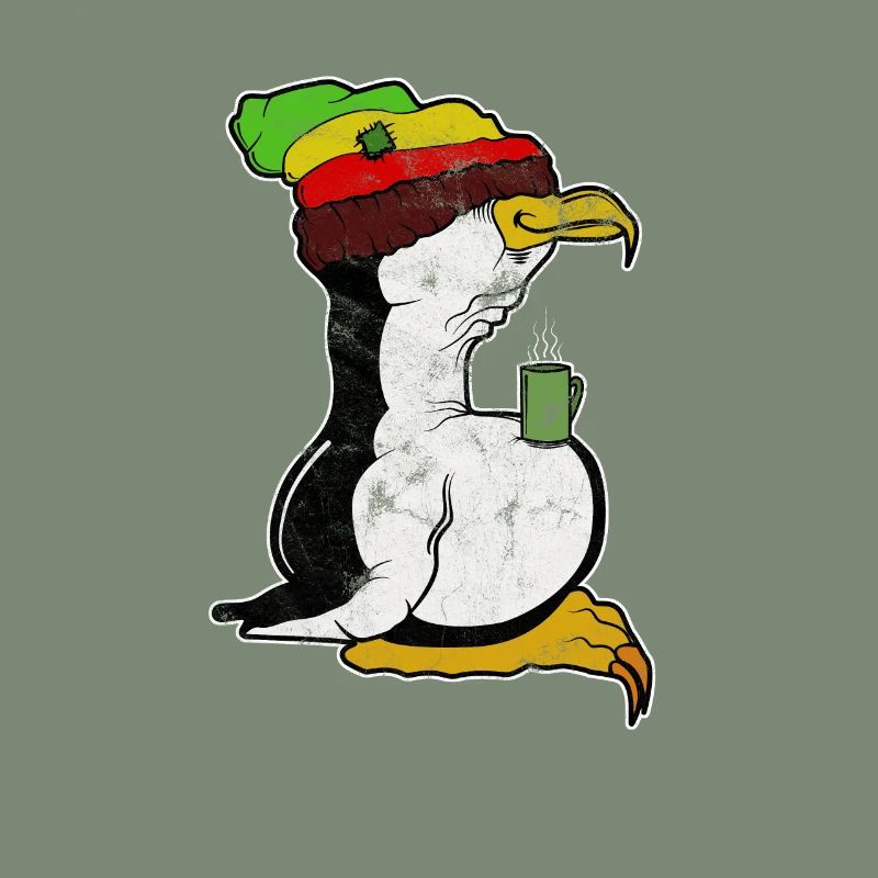 Tux Linux Penguin Coffee Break Computer Nerd Retro