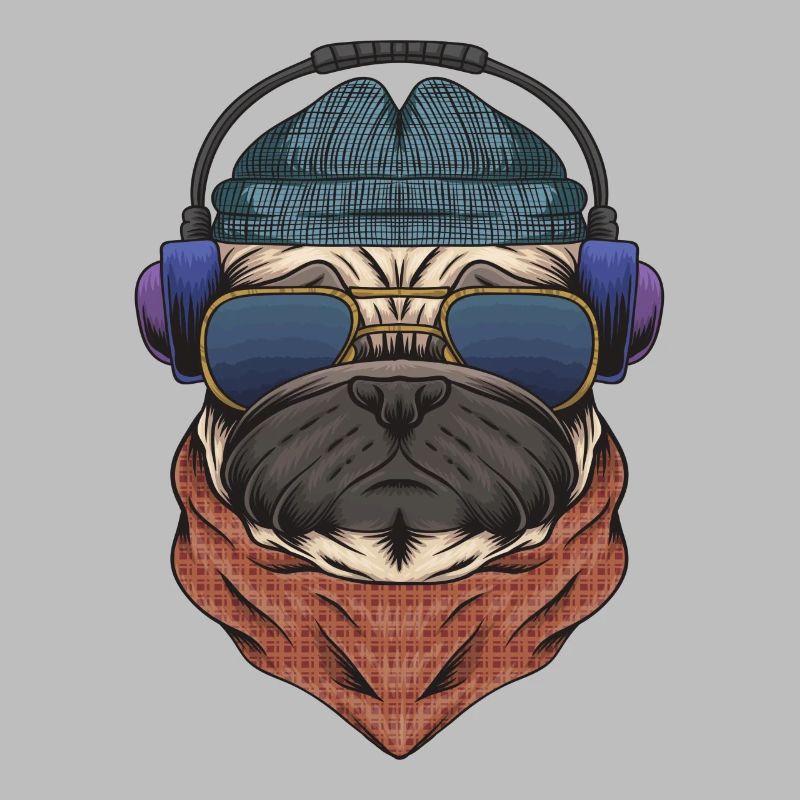 Cooler Mops DJ mit Kopfhörergeschenk für DJs oder Mops