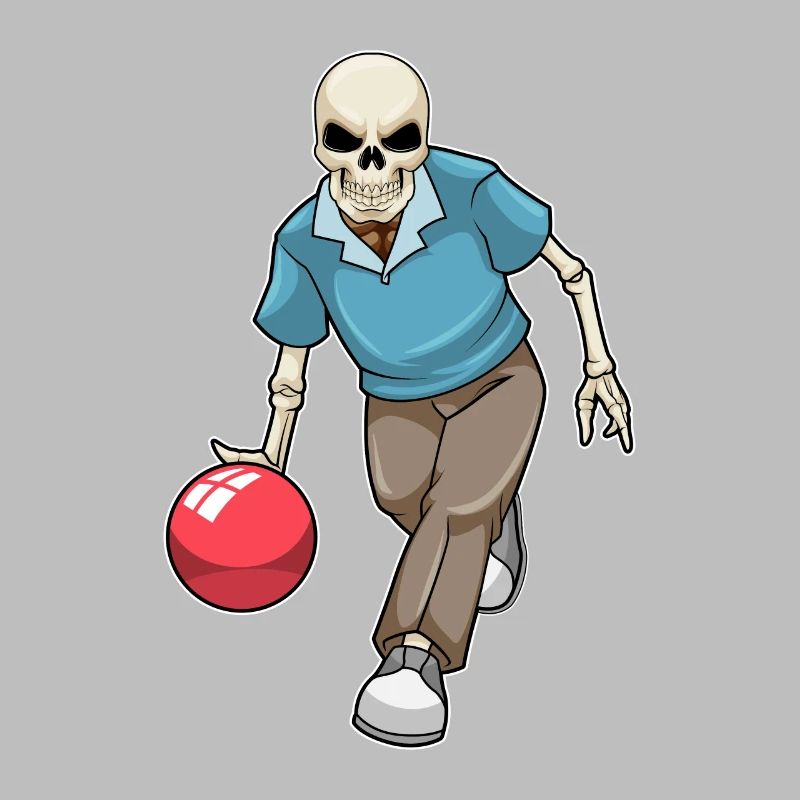 Skeleton during bowling with bowling ball