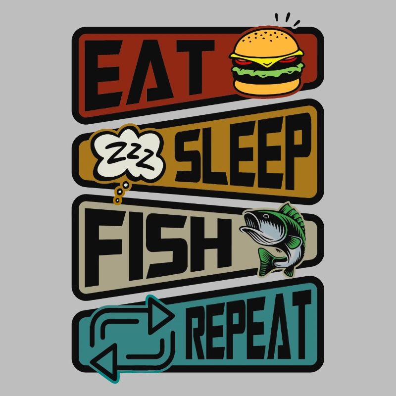 Pêcheur Pêche Manger Sommeil Poisson Répéter Pêcheur