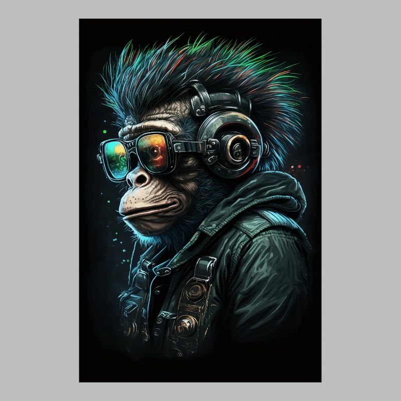 Punk Monkey mit Kopfhörern