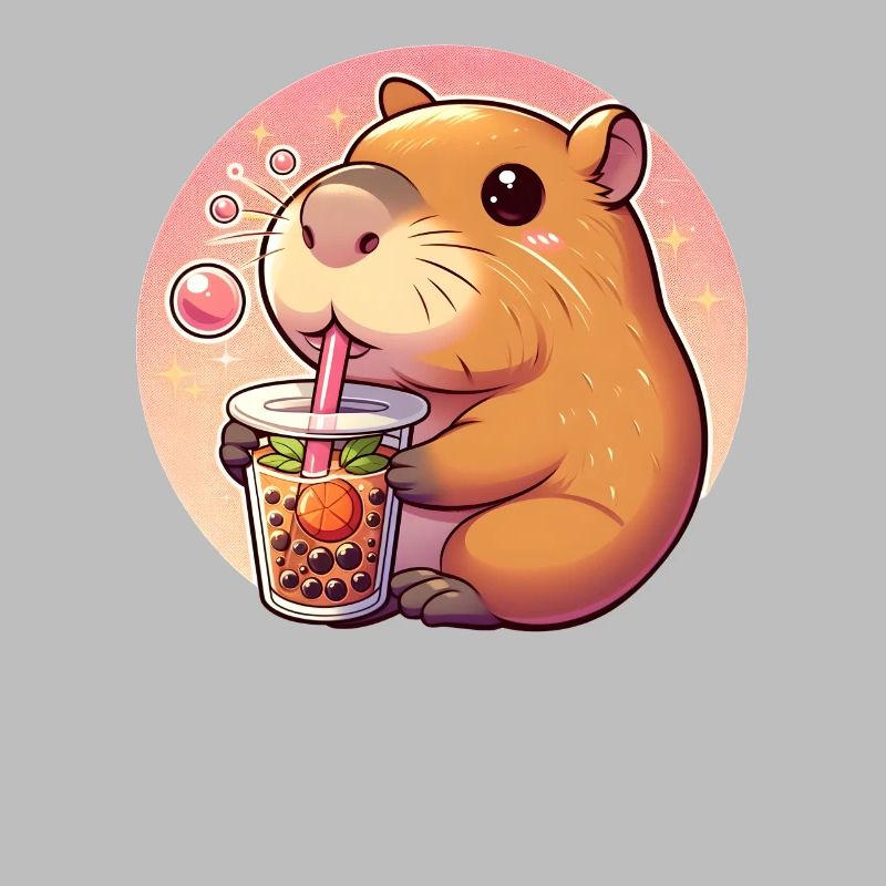 Capybara genießt Bubble Tea