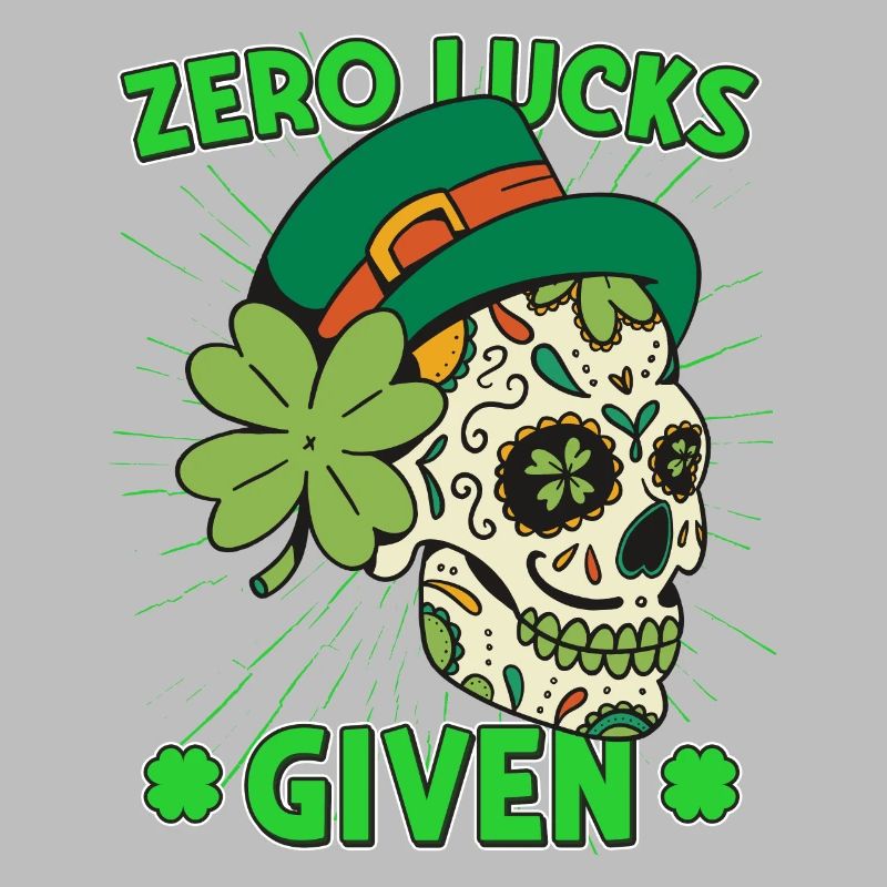Zero Lucks Given Mardi Gras Skull st patricks day