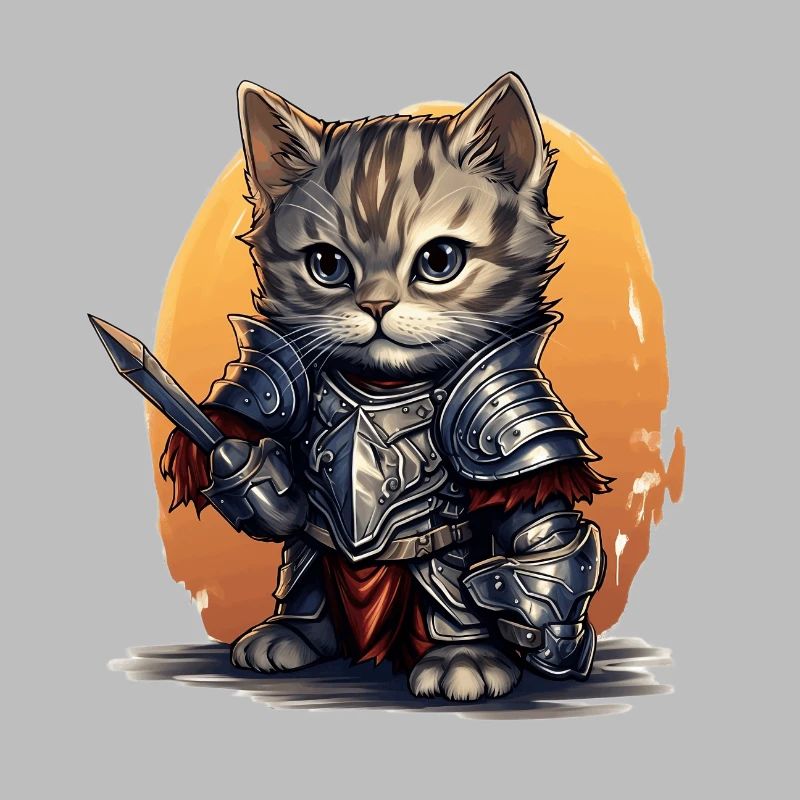 Chat en équipement de chevalier avec épée, AI Gene