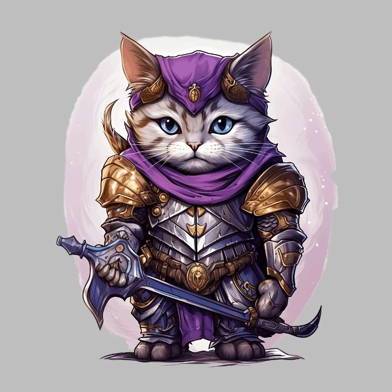 Chat en équipement de chevalier avec épée longue, AI Gen