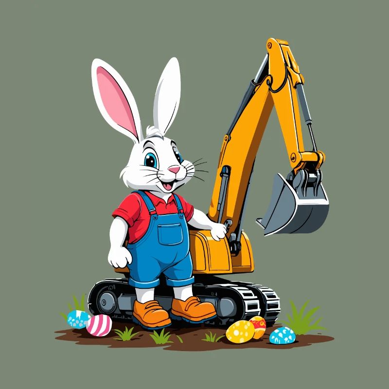 Easter Bunny Excavator Driver Easter Eggs Digging Funny