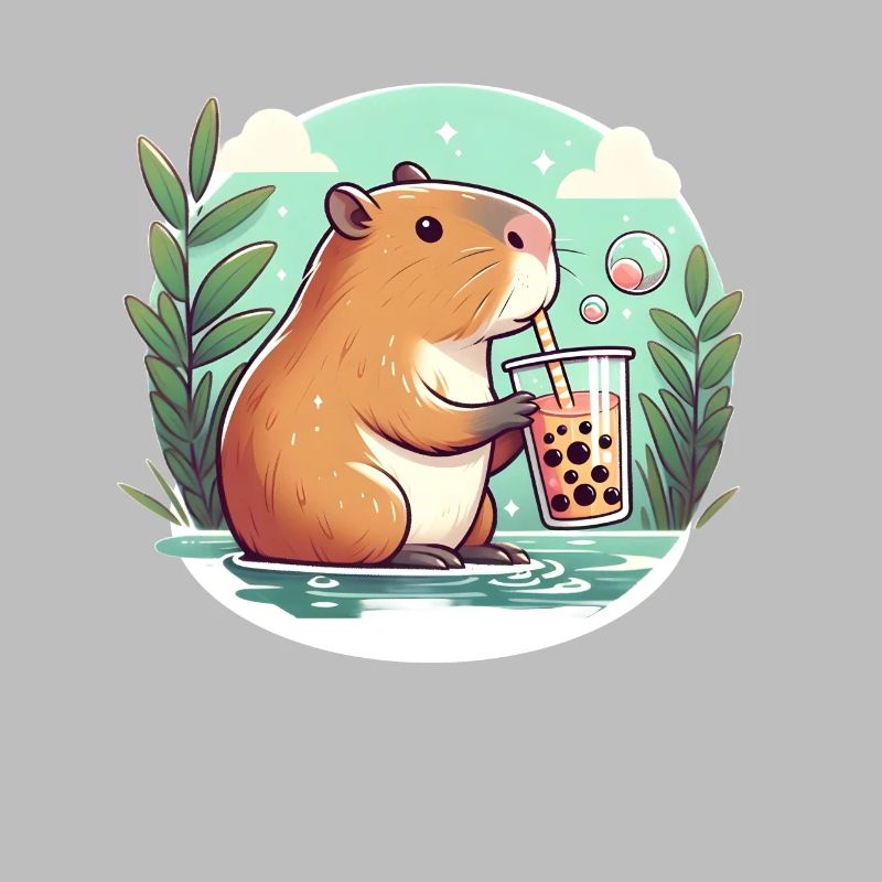 Capybara genießt Bubble Tea