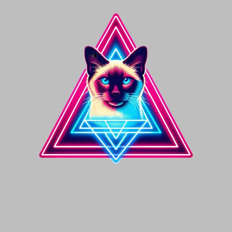 Siamese cat in 80s style triangle