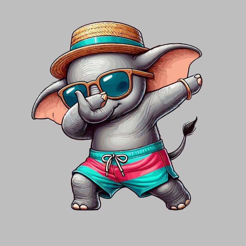 Eléphant, Dabbing, Été, Plage Vacances D’été