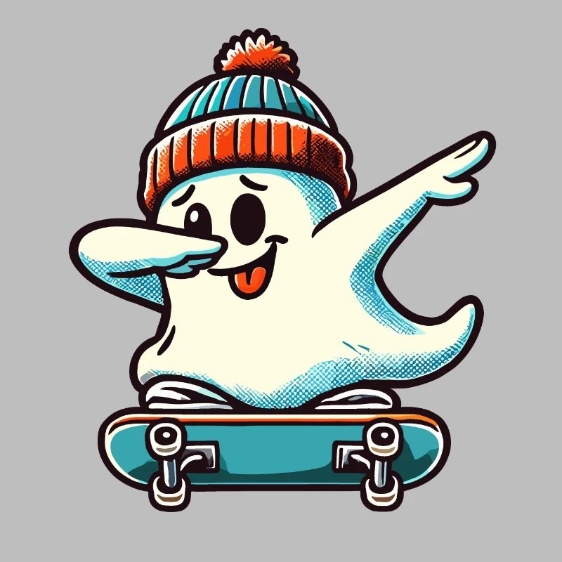 Skateboaring Dabbing Ghost Skateboard Dab