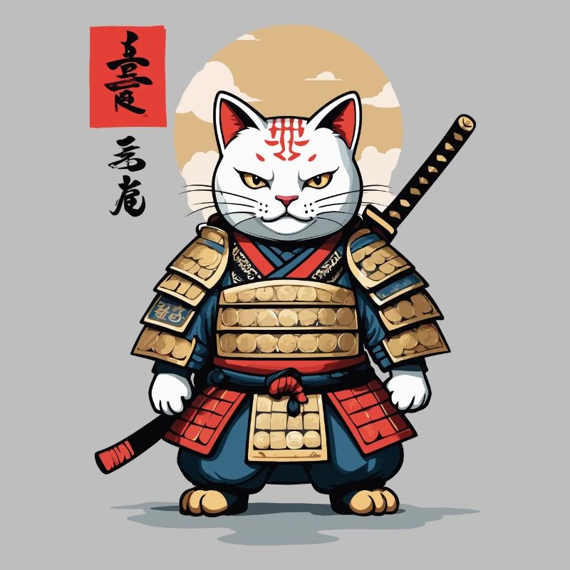 Samurai Katze Asiatischer Ukiyo-E Stil Aesthetic