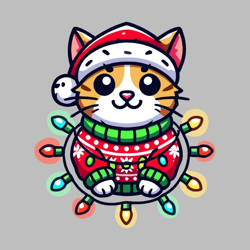 Weihnachtliche Katze Im Pullover Mit Lichtern