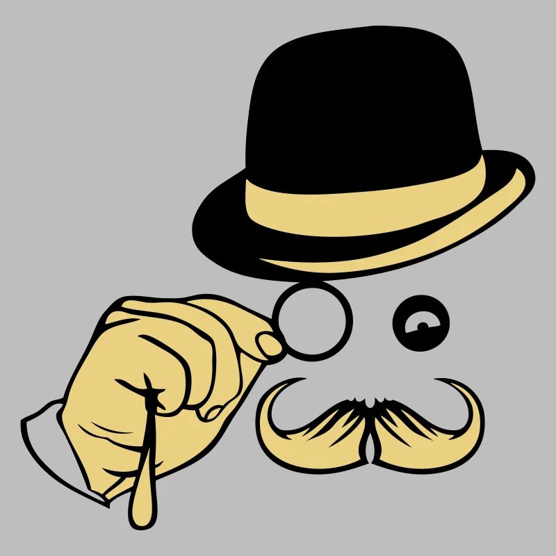 sourire chapeau monocle moustache melon