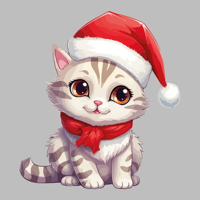 Chat Noël Chat De Noël Mignon Joyeux Catmas