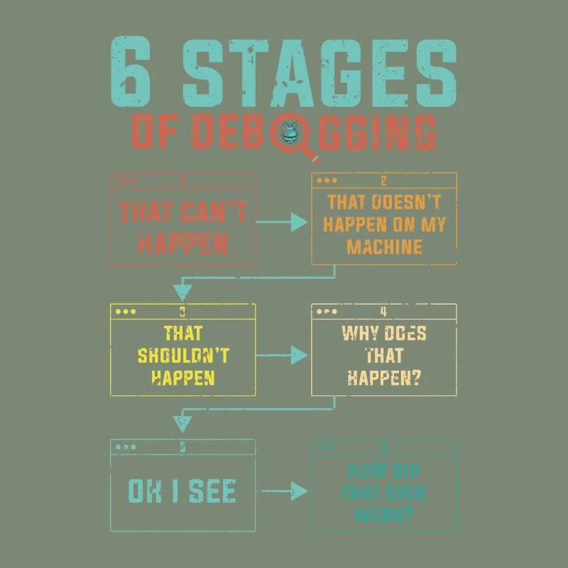 Programmierer 6 Stages of debugging