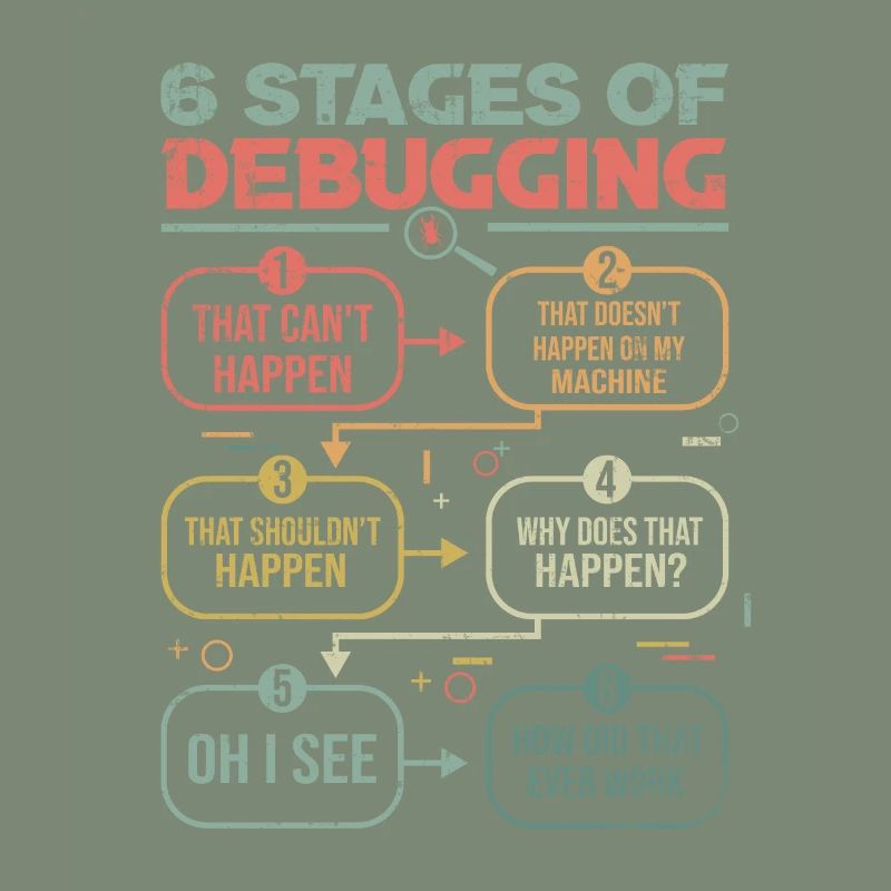 Programmer Gift Idea 6 stages of debugging